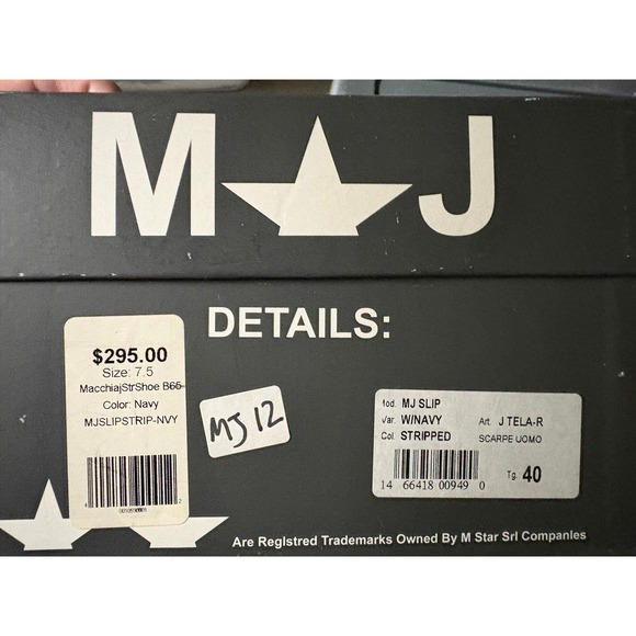 MJ Striped Slip On Sneakers Macchiaj Shoe Navy Blue White‎ Mens Shoes - Picture 5 of 5